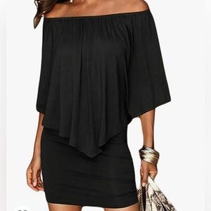 Black dress with ruffle
